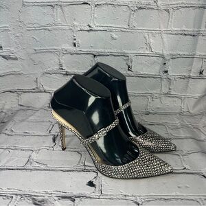 Nine West Snakeskin Black and White Pointed Toe High Heel Mules Size 7